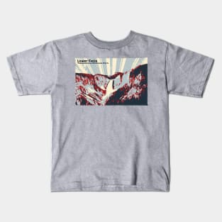 Retro Lower Falls in Yellowstone National Park in red and gray Kids T-Shirt